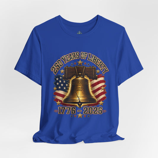Liberty Bell 250 Years Tee – 1776–2026 Patriotic American Flag T-Shirt - Bible Compass