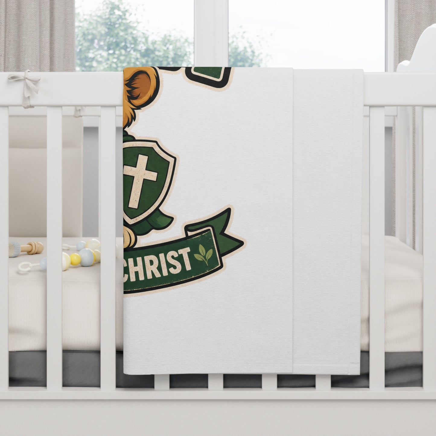 Baby Blanket — "Tiny But Mighty, Courage in Christ" Christian Baby Blanket