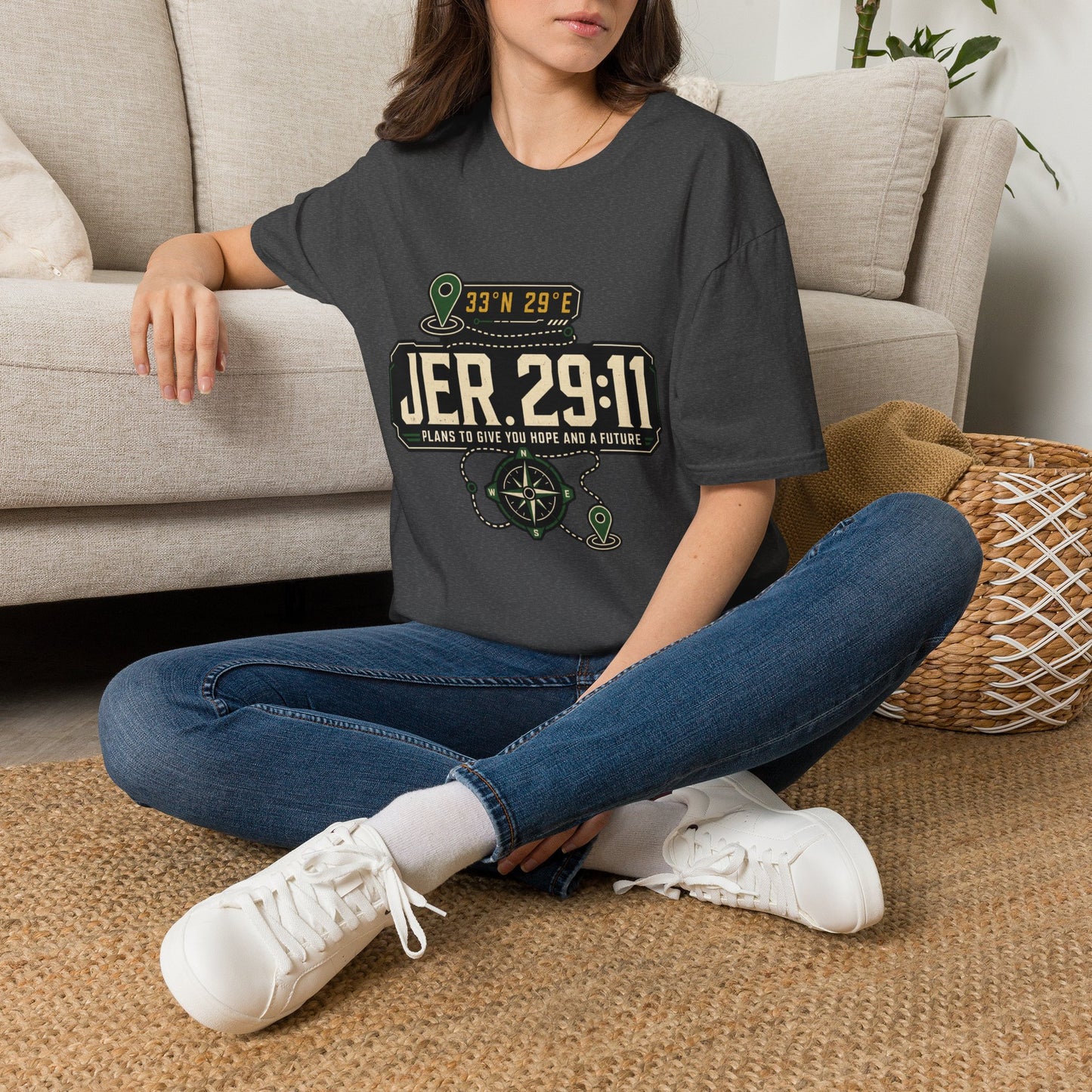 Jeremiah 29:11 Coordinates T-Shirt | Bible Compass