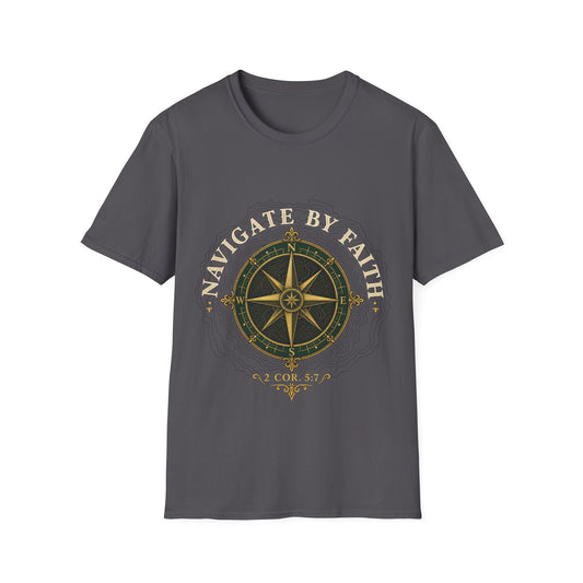 Navigate By Faith T-Shirt - 2 Corinthians 5:7 | Bible Compass