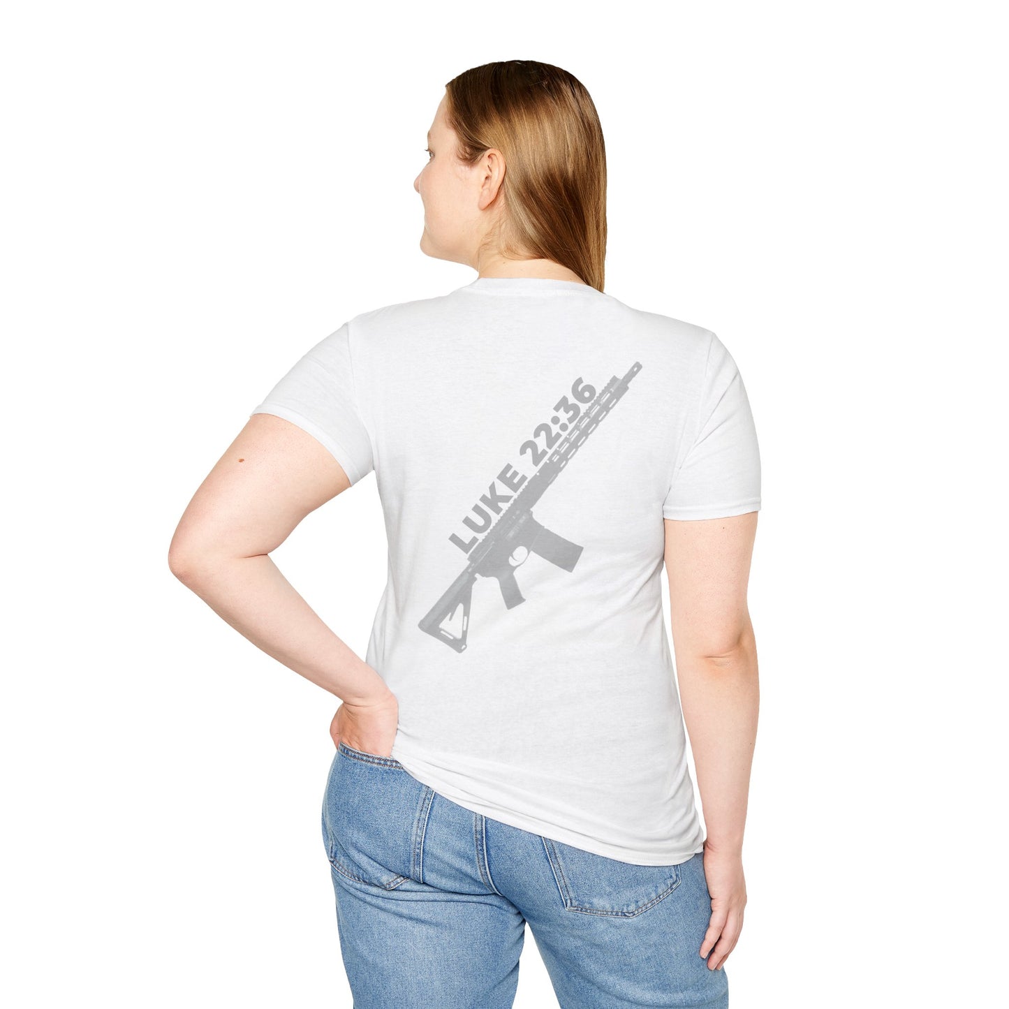 Sell your cloak and buy a sword — "Luke 22:36" Rifle Graphic Christian Faith Tee