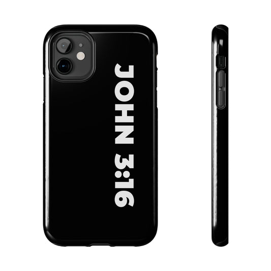 John 3:16 Tough Phone Case — Black Christian Scripture Phone Cover