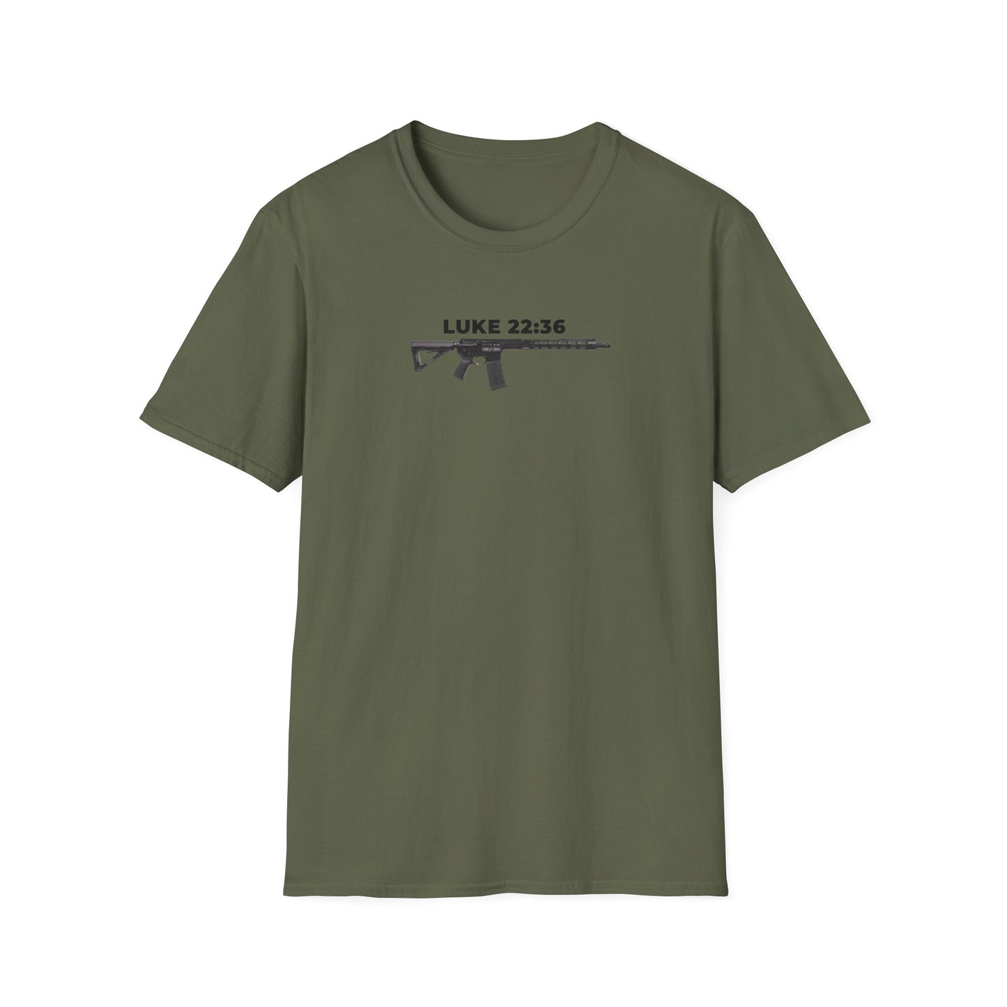 Sell your cloak and buy a sword — "Luke 22:36" Rifle Graphic Christian Faith Tee