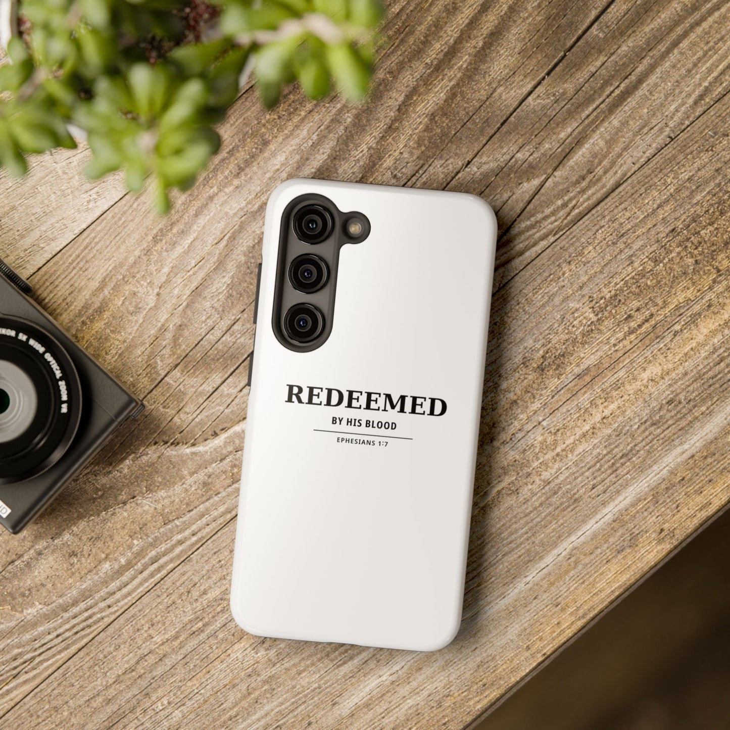 Redeemed Phone Case — "Redeemed by His Blood" Christian iPhone Case, Ephesians 1:7 Religious Tough Phone Cover