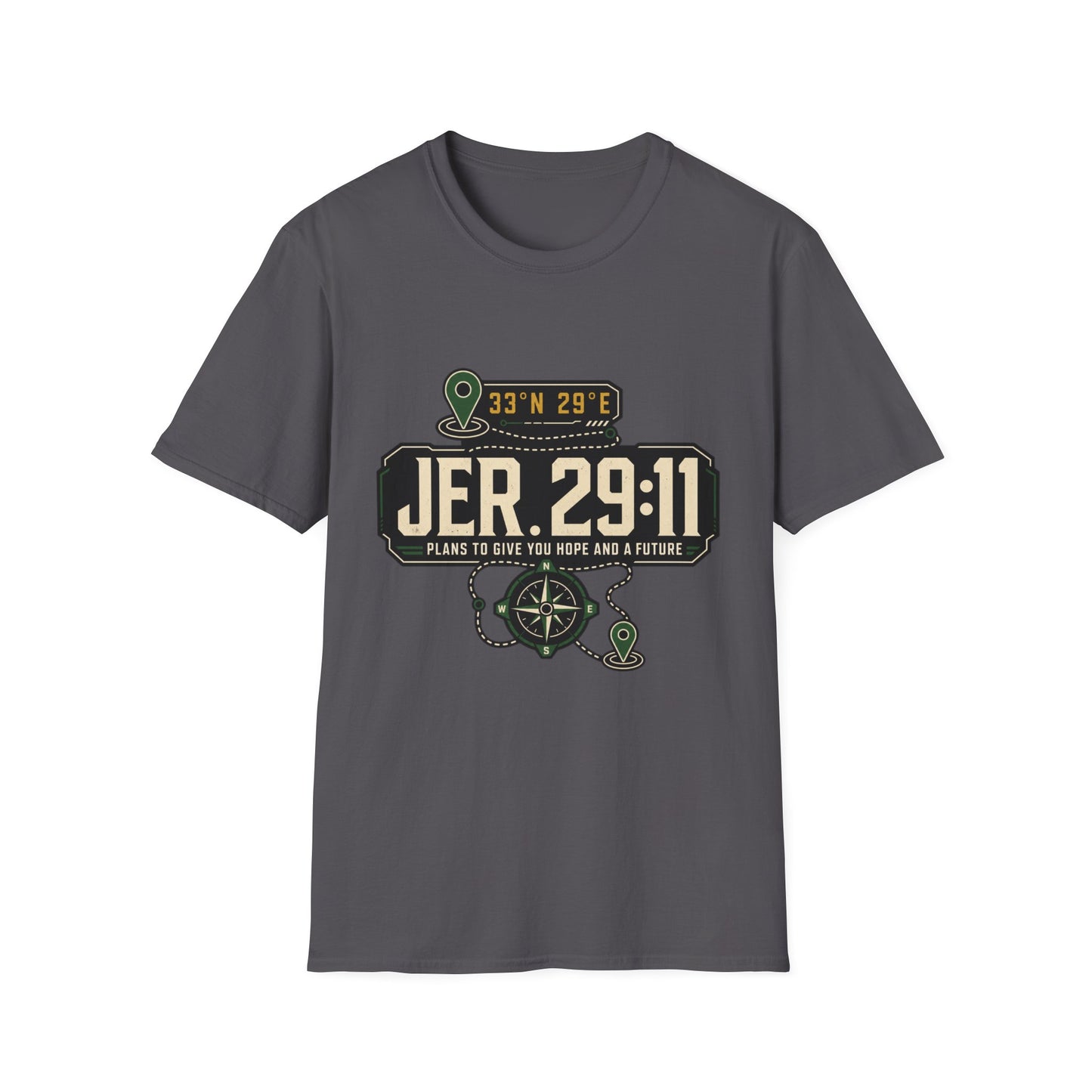 Jeremiah 29:11 Coordinates T-Shirt | Bible Compass