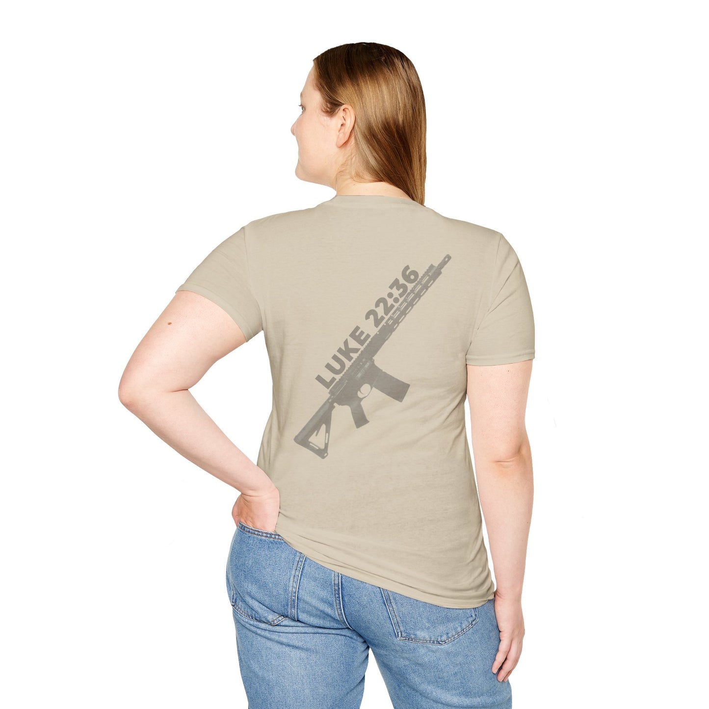 Sell your cloak and buy a sword — "Luke 22:36" Rifle Graphic Christian Faith Tee