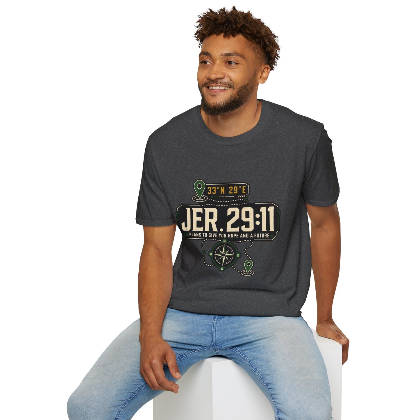Jeremiah 29:11 Coordinates T-Shirt | Bible Compass