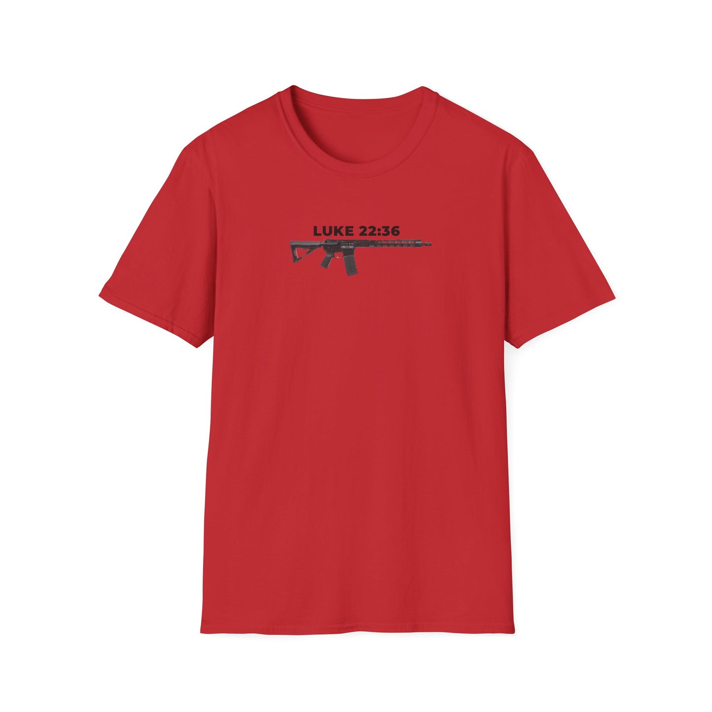 Sell your cloak and buy a sword — "Luke 22:36" Rifle Graphic Christian Faith Tee