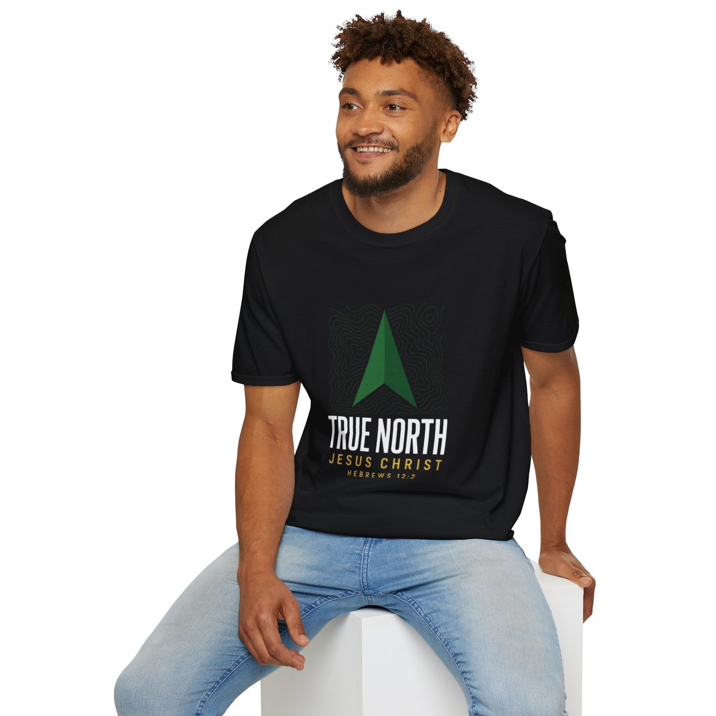 True North Jesus Christ T-Shirt - Hebrews 12:2 | Bible Compass