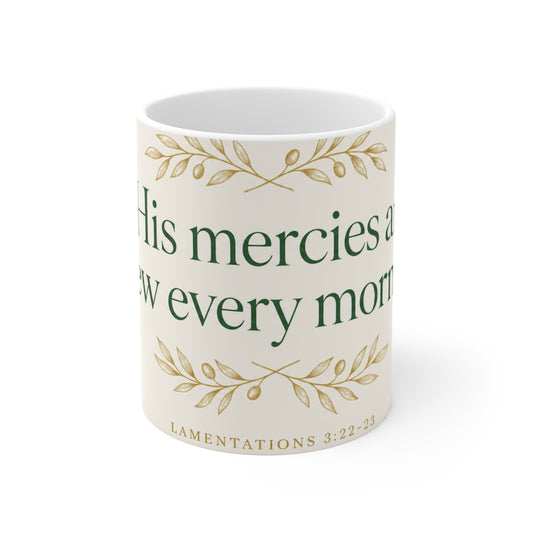 His Mercies Are New Every Morning Mug - Lamentations 3:22-23 | Bible Compass