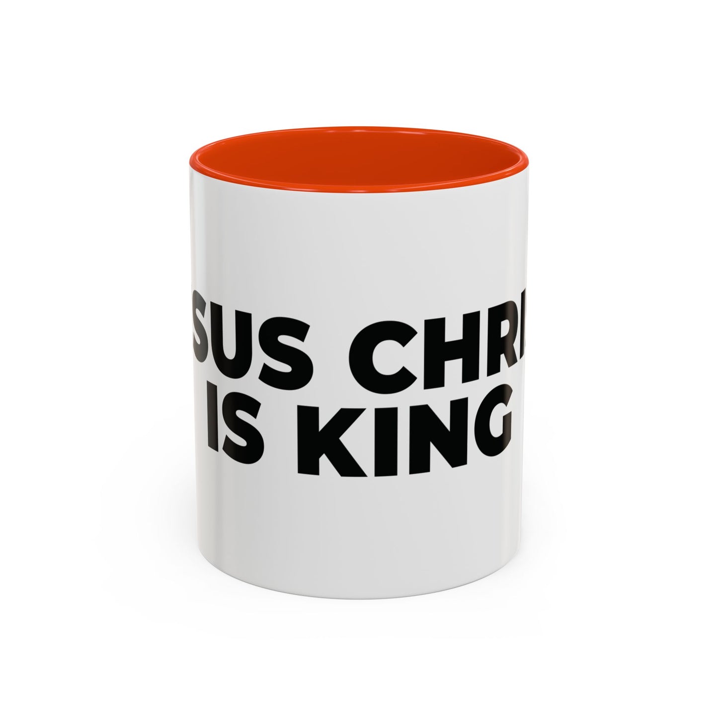 Jesus Christ Is King Coffee Mug — Black-Trim Ceramic 11oz & 15oz
