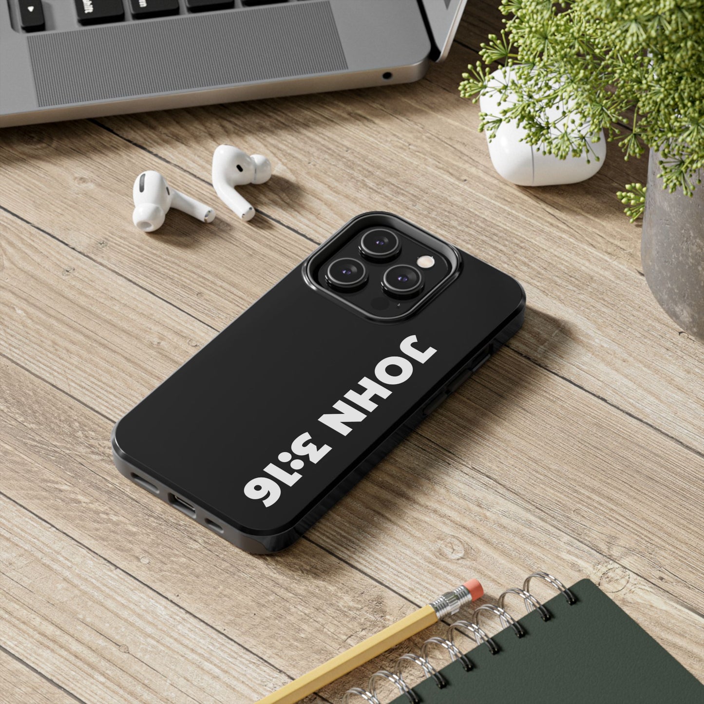 John 3:16 Tough Phone Case — Black Christian Scripture Phone Cover
