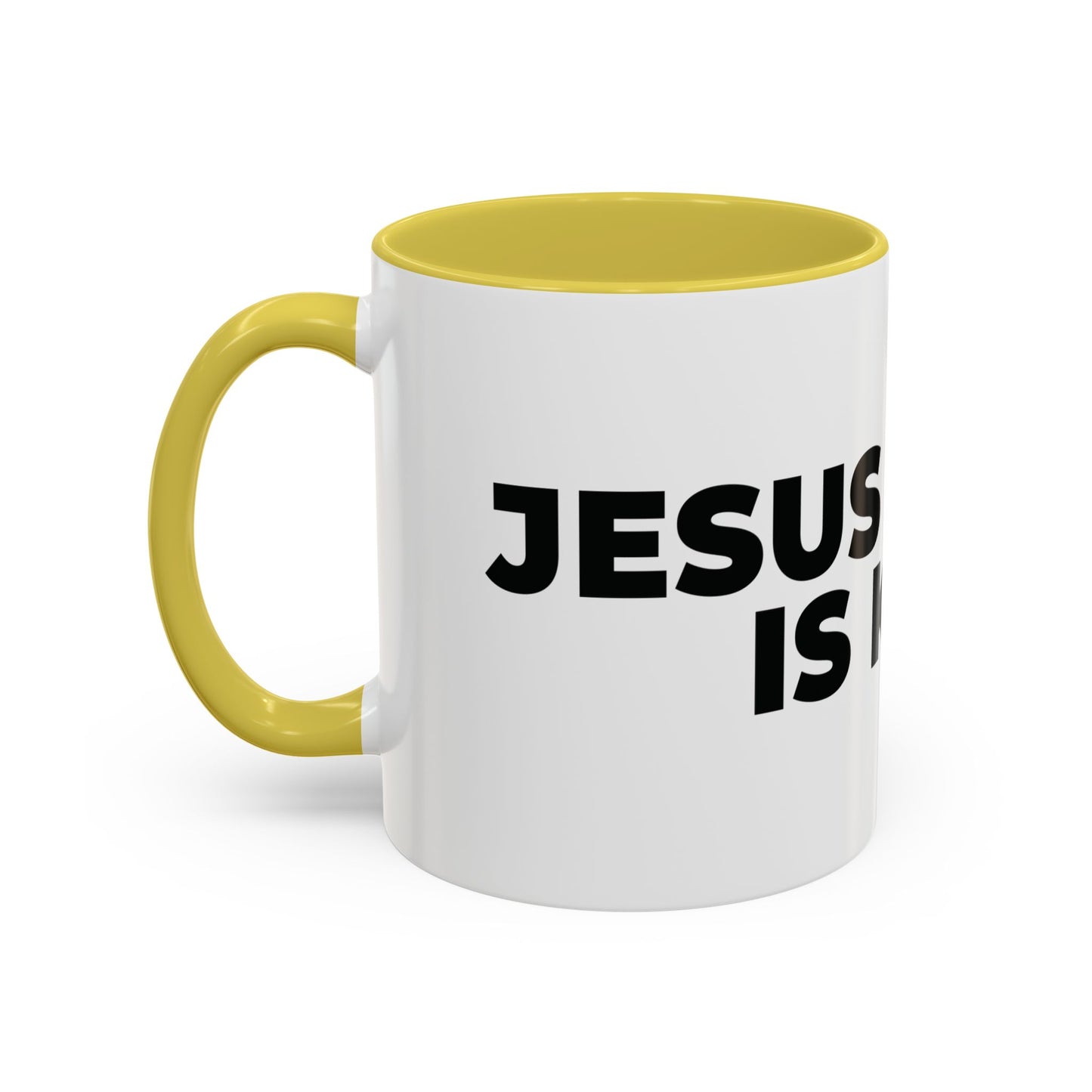 Jesus Christ Is King Coffee Mug — Black-Trim Ceramic 11oz & 15oz
