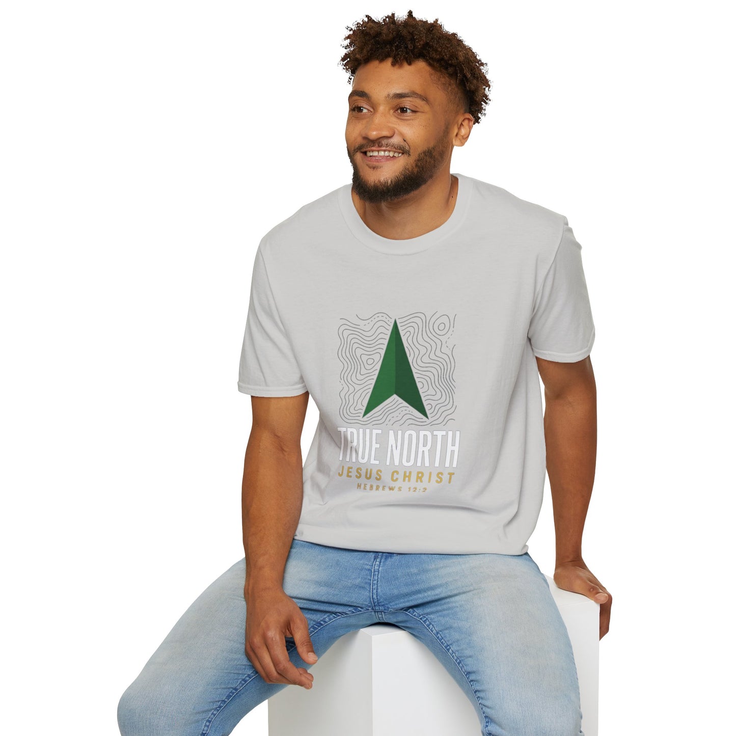 True North Jesus Christ T-Shirt - Hebrews 12:2 | Bible Compass