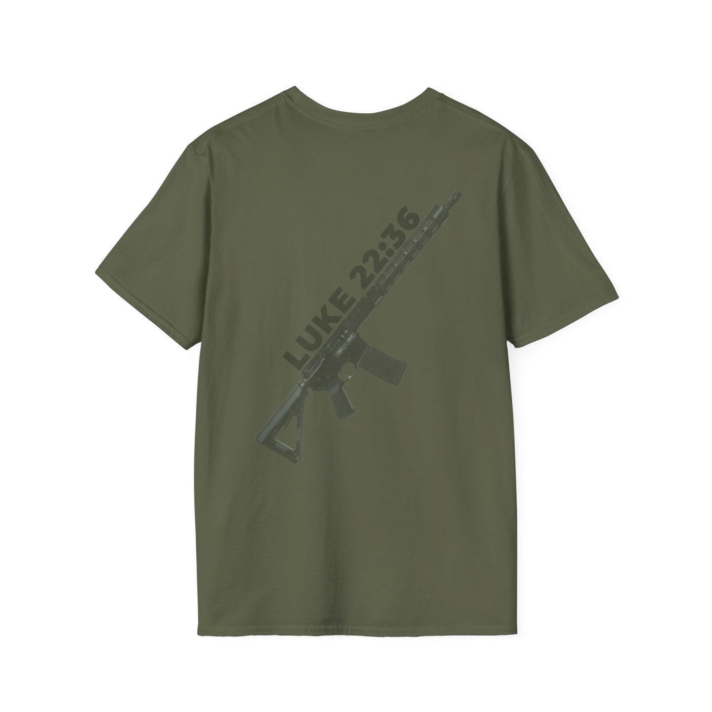 Sell your cloak and buy a sword — "Luke 22:36" Rifle Graphic Christian Faith Tee