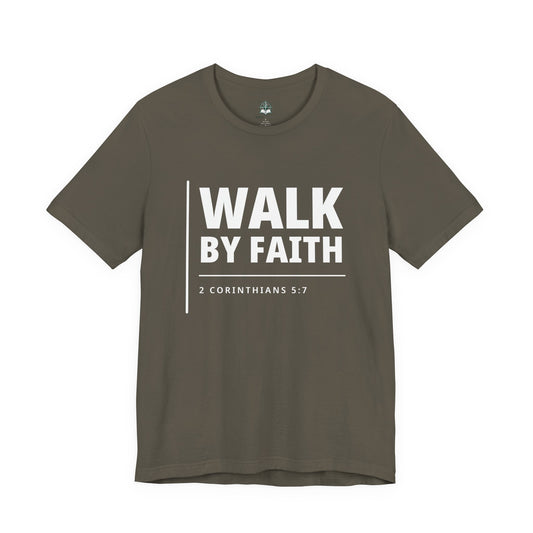 "WALK BY FAITH" - 2 Corinthians 5:7 Christian T-Shirt - Bible Compass