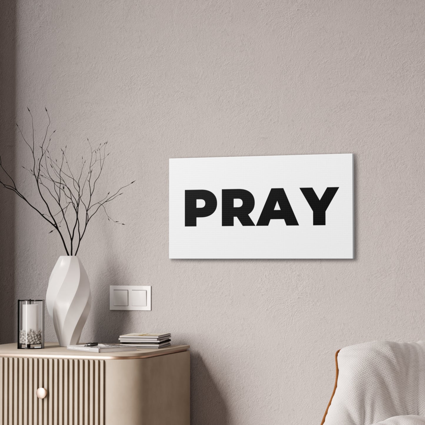 PRAY Minimalist Canvas Wall Art — Inspirational Religious Home Decor