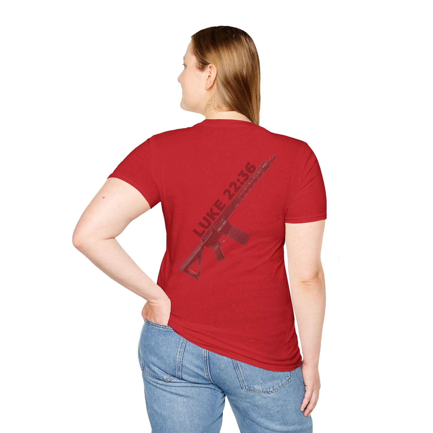 Sell your cloak and buy a sword — "Luke 22:36" Rifle Graphic Christian Faith Tee