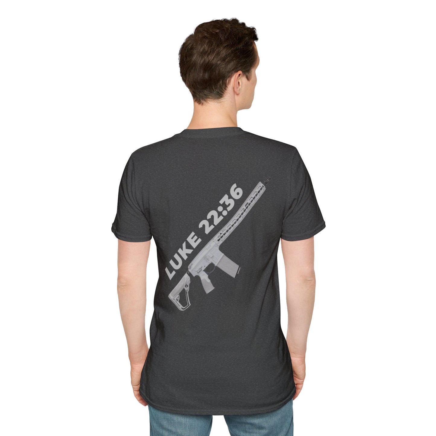 Sell your cloak and buy a sword — "Luke 22:36" Rifle Graphic Christian Faith Tee