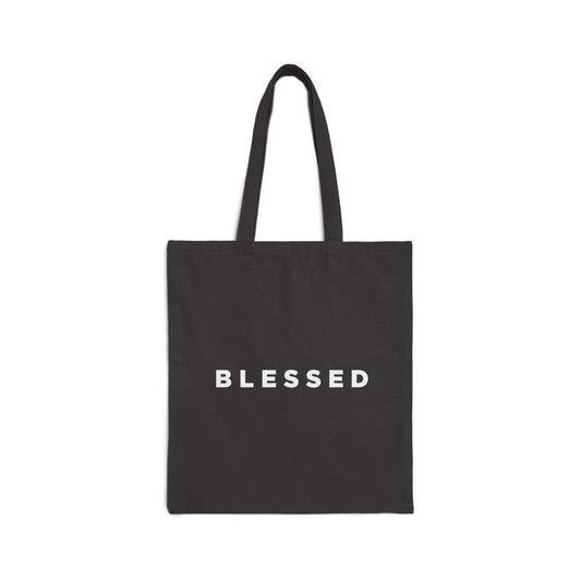 Blessed Canvas Tote Bag — Minimalist Black Cotton Grocery & Everyday Shoulder Bag