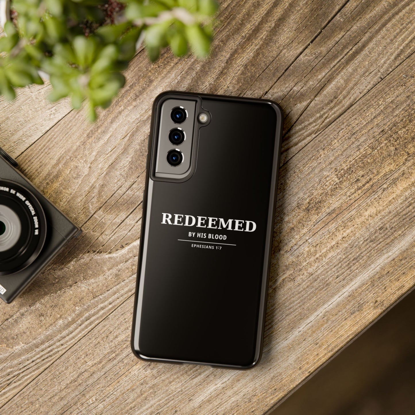 Redeemed Phone Case — "Redeemed by His Blood" Christian iPhone Case, Ephesians 1:7 Religious Tough Phone Cover