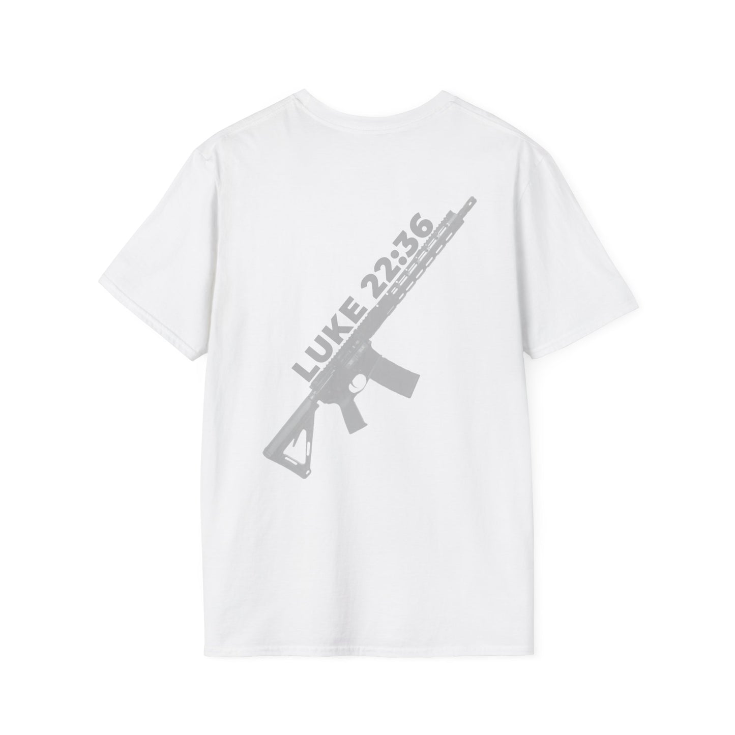 Sell your cloak and buy a sword — "Luke 22:36" Rifle Graphic Christian Faith Tee