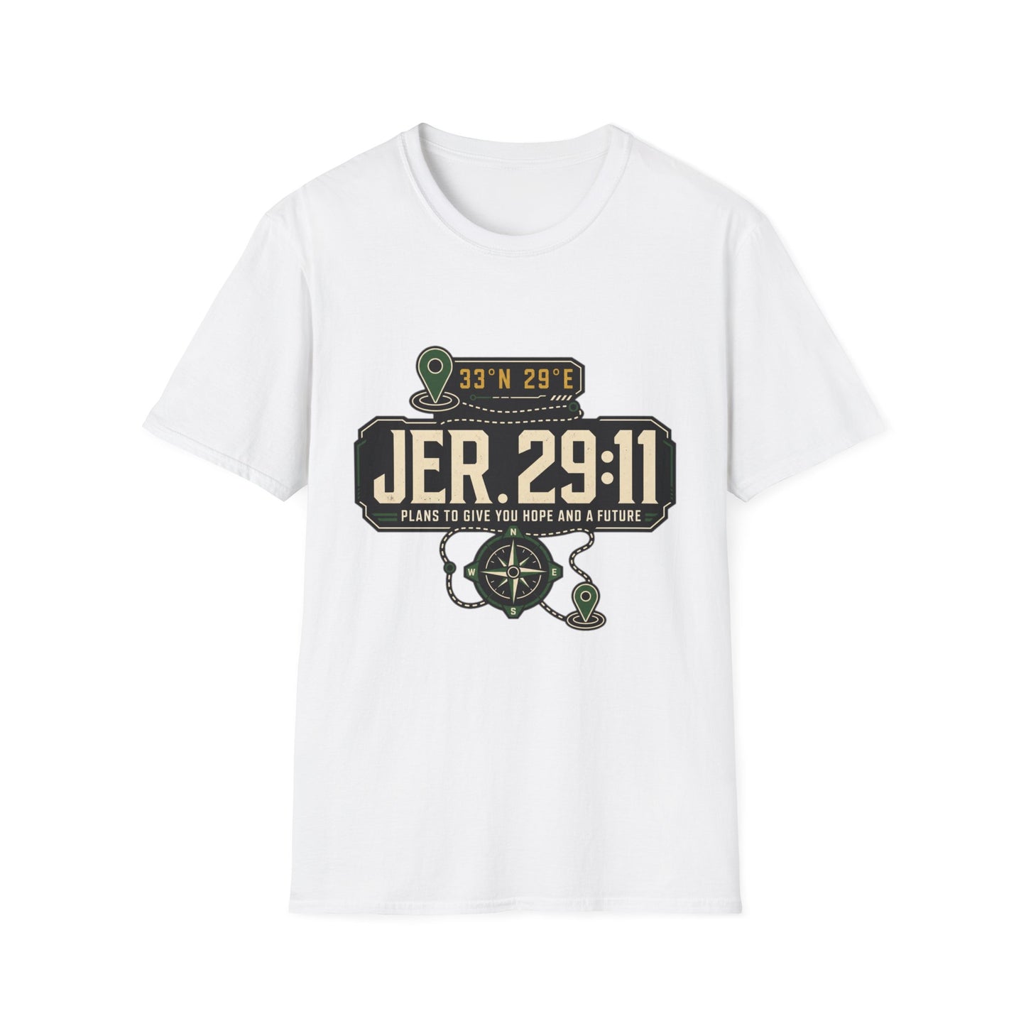 Jeremiah 29:11 Coordinates T-Shirt | Bible Compass