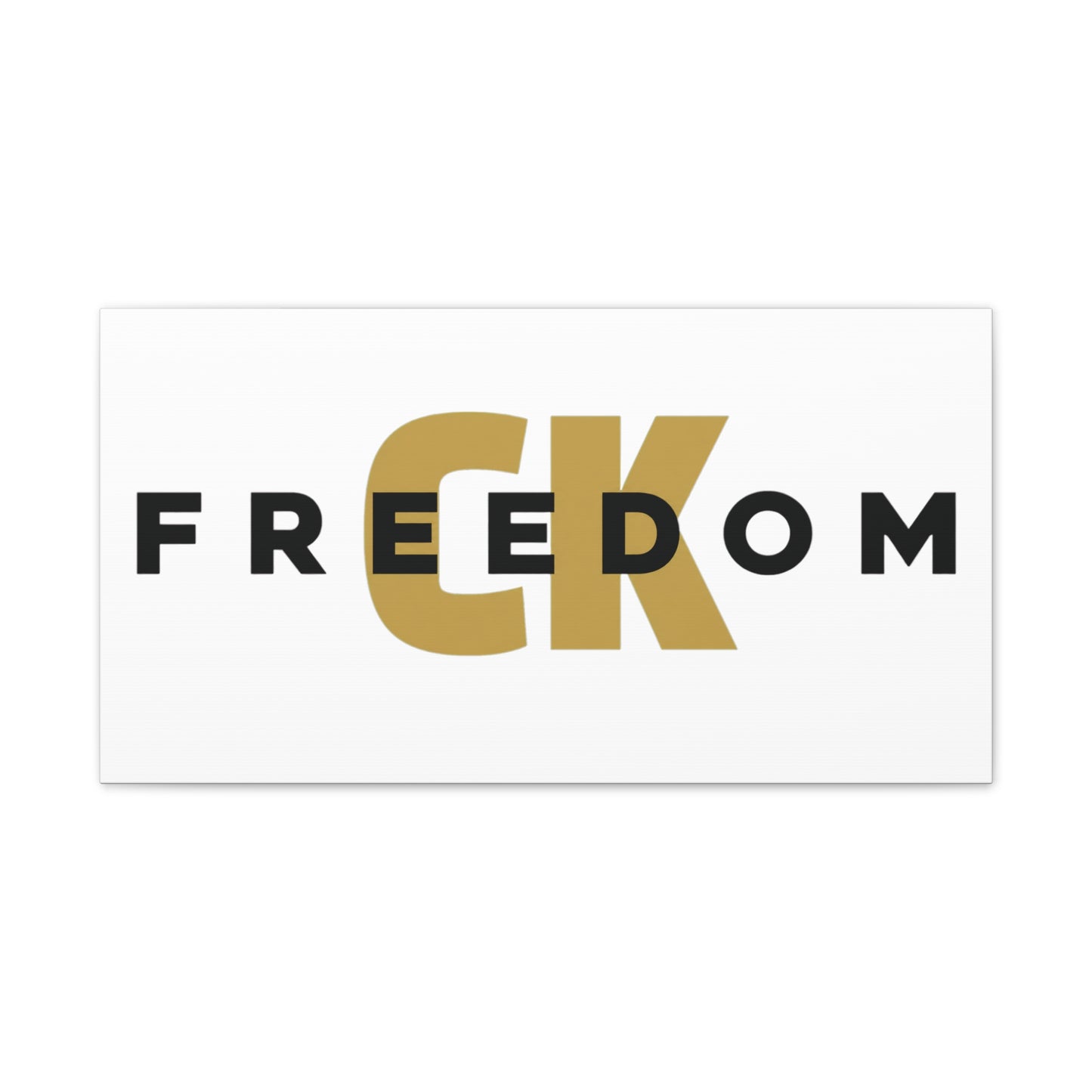 Freedom CK Canvas Wall Art – Bold Gold & Black Typography
