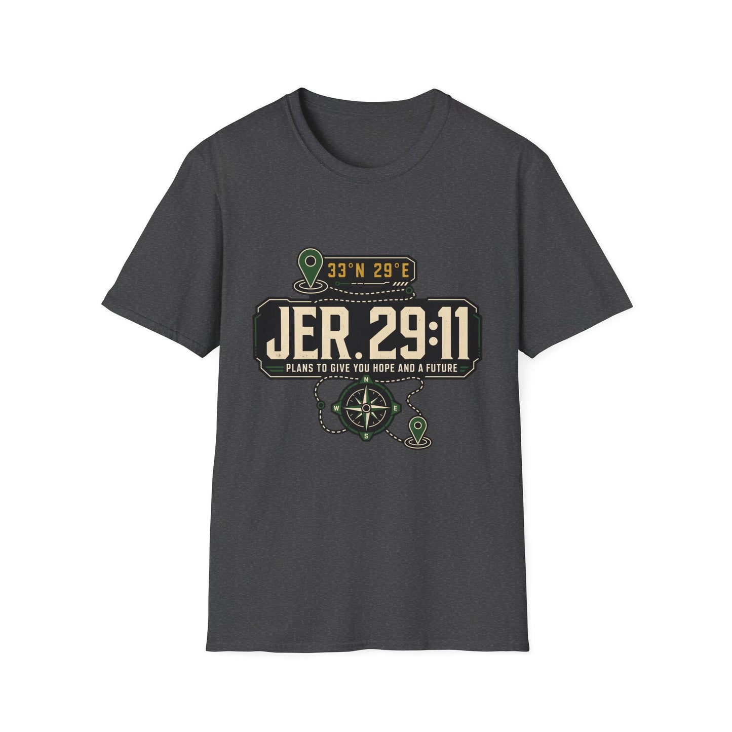 Jeremiah 29:11 Coordinates T-Shirt | Bible Compass