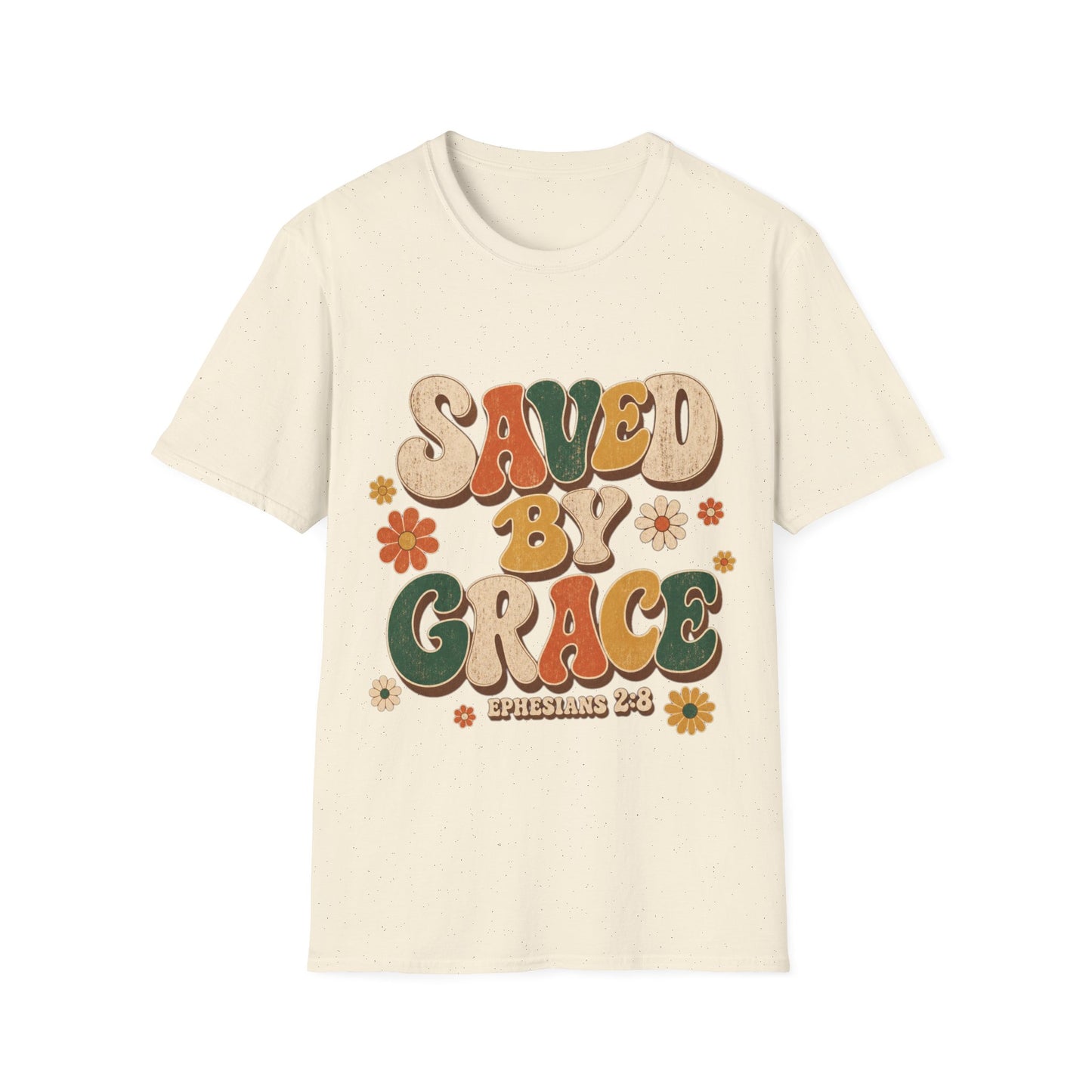 Saved By Grace Retro T-Shirt - Ephesians 2:8 | Bible Compass