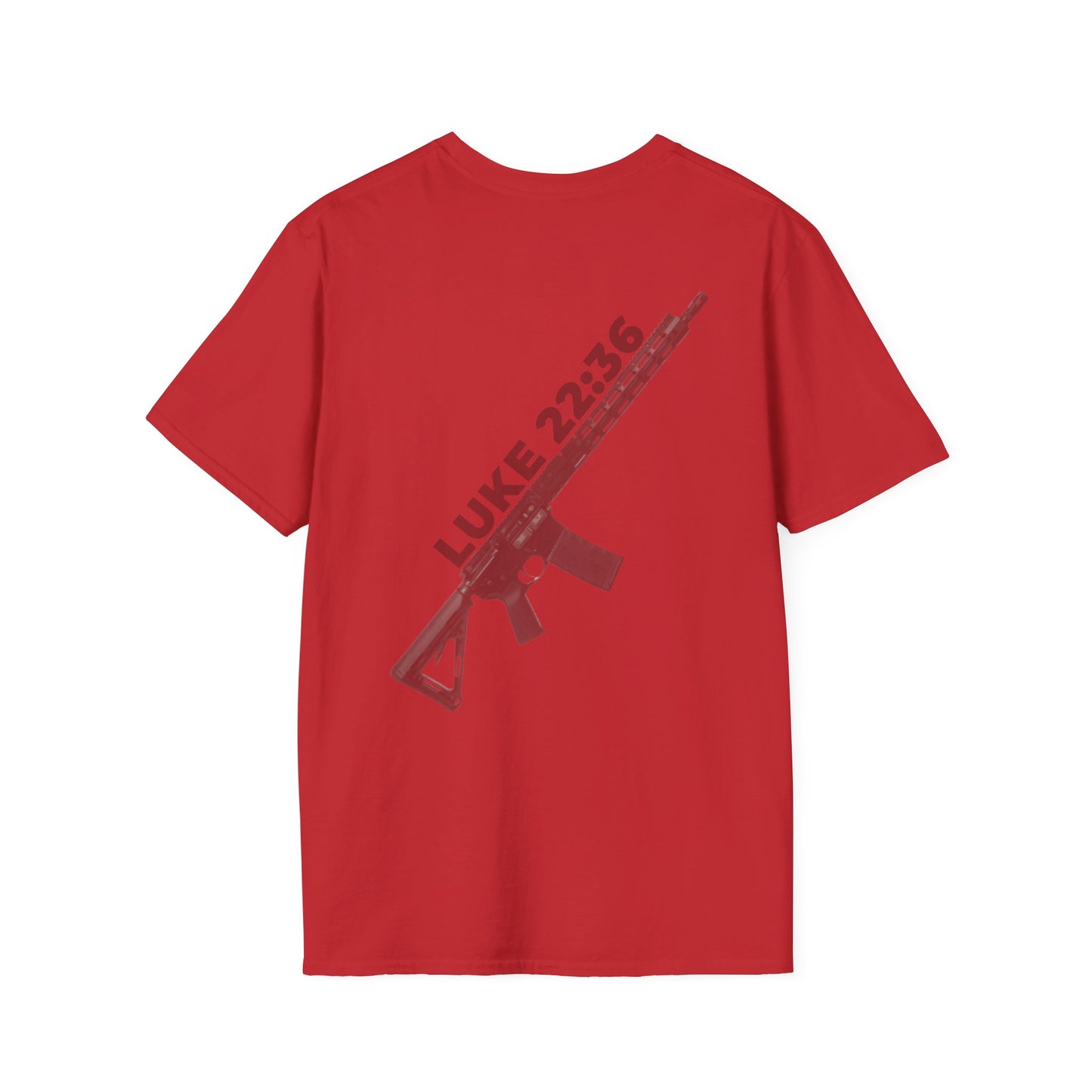 Sell your cloak and buy a sword — "Luke 22:36" Rifle Graphic Christian Faith Tee