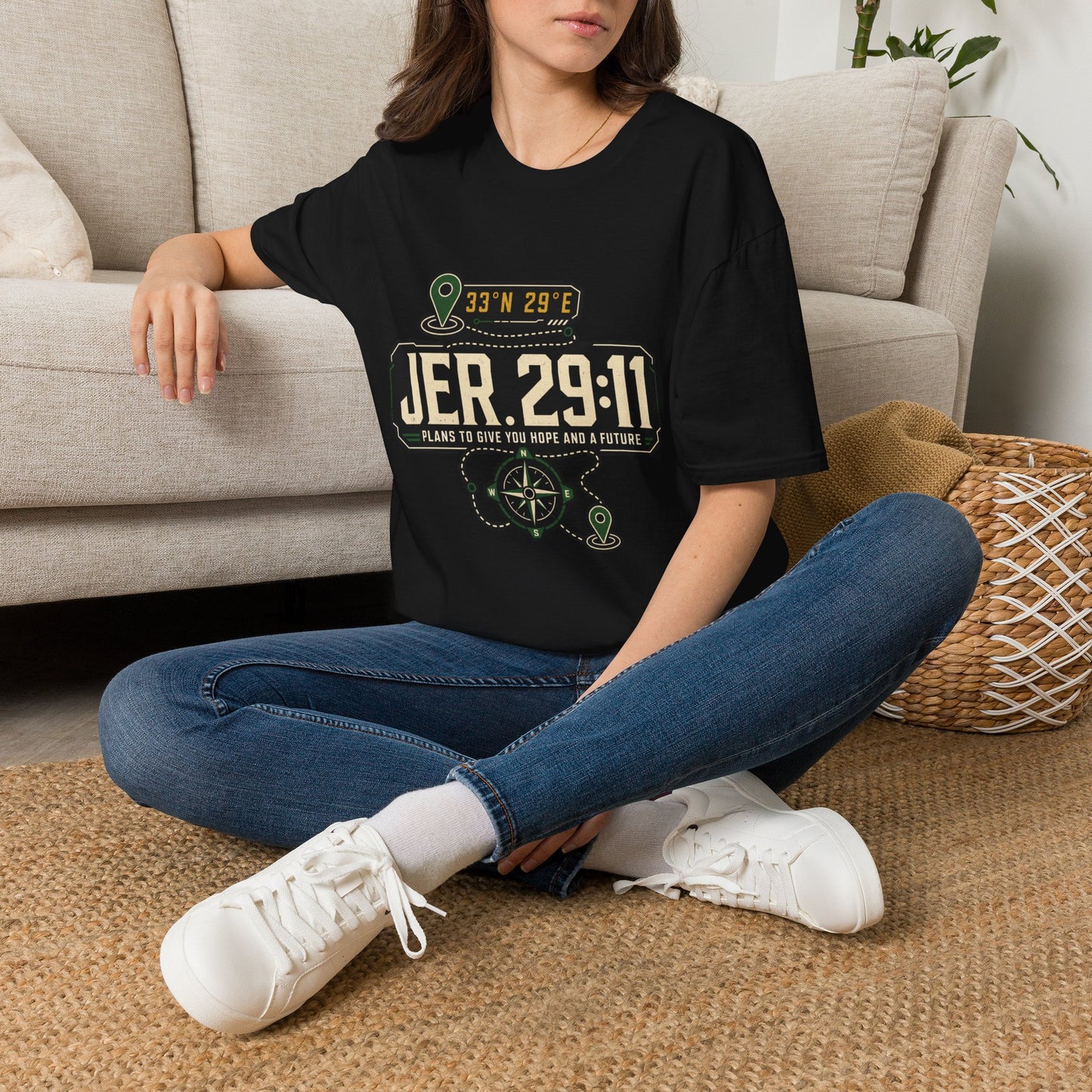 Jeremiah 29:11 Coordinates T-Shirt | Bible Compass