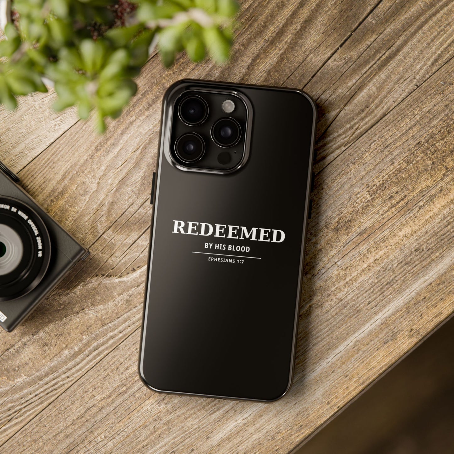 Redeemed Phone Case — "Redeemed by His Blood" Christian iPhone Case, Ephesians 1:7 Religious Tough Phone Cover