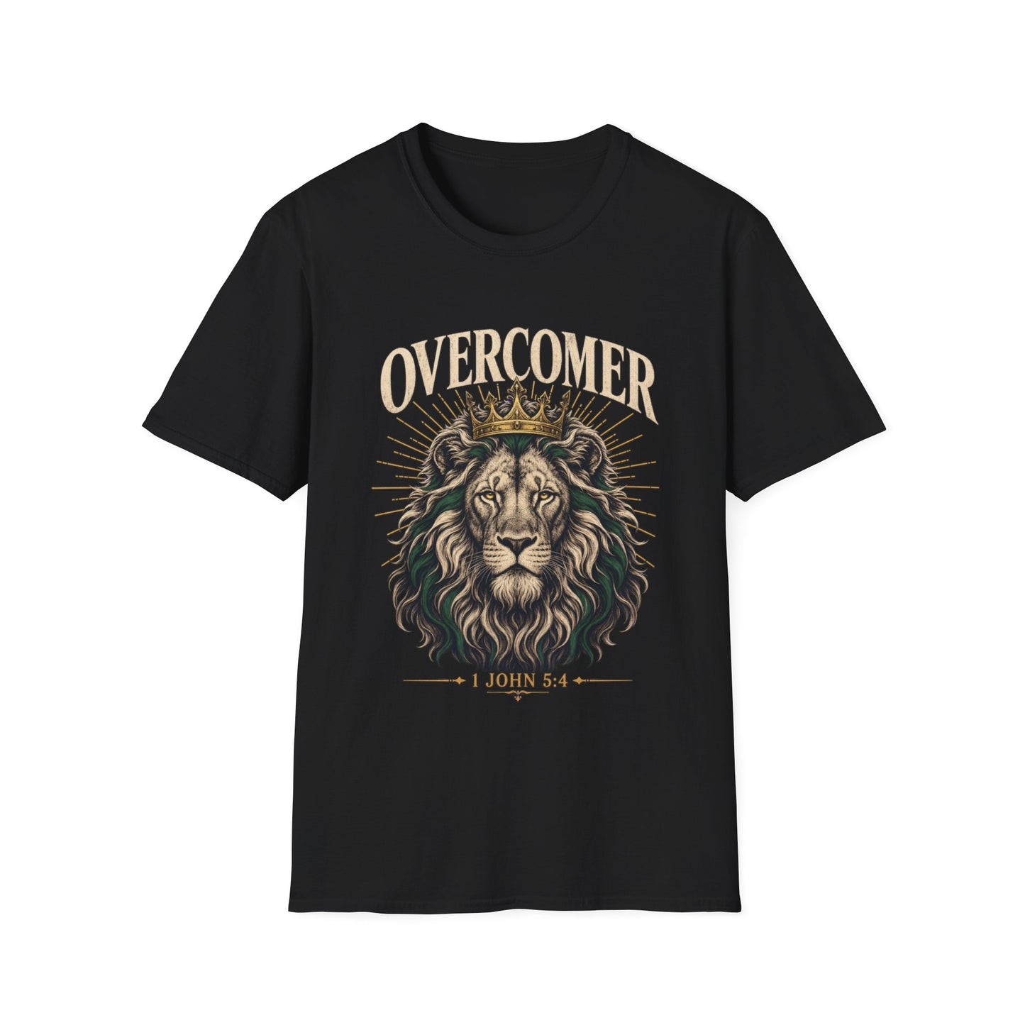 Overcomer Lion T-Shirt - 1 John 5:4 | Bible Compass