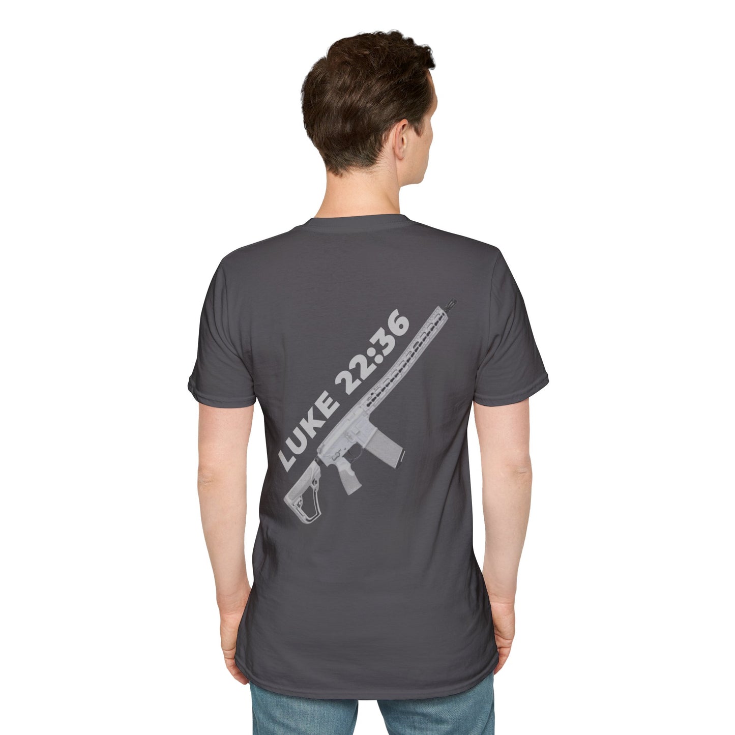 Sell your cloak and buy a sword — "Luke 22:36" Rifle Graphic Christian Faith Tee
