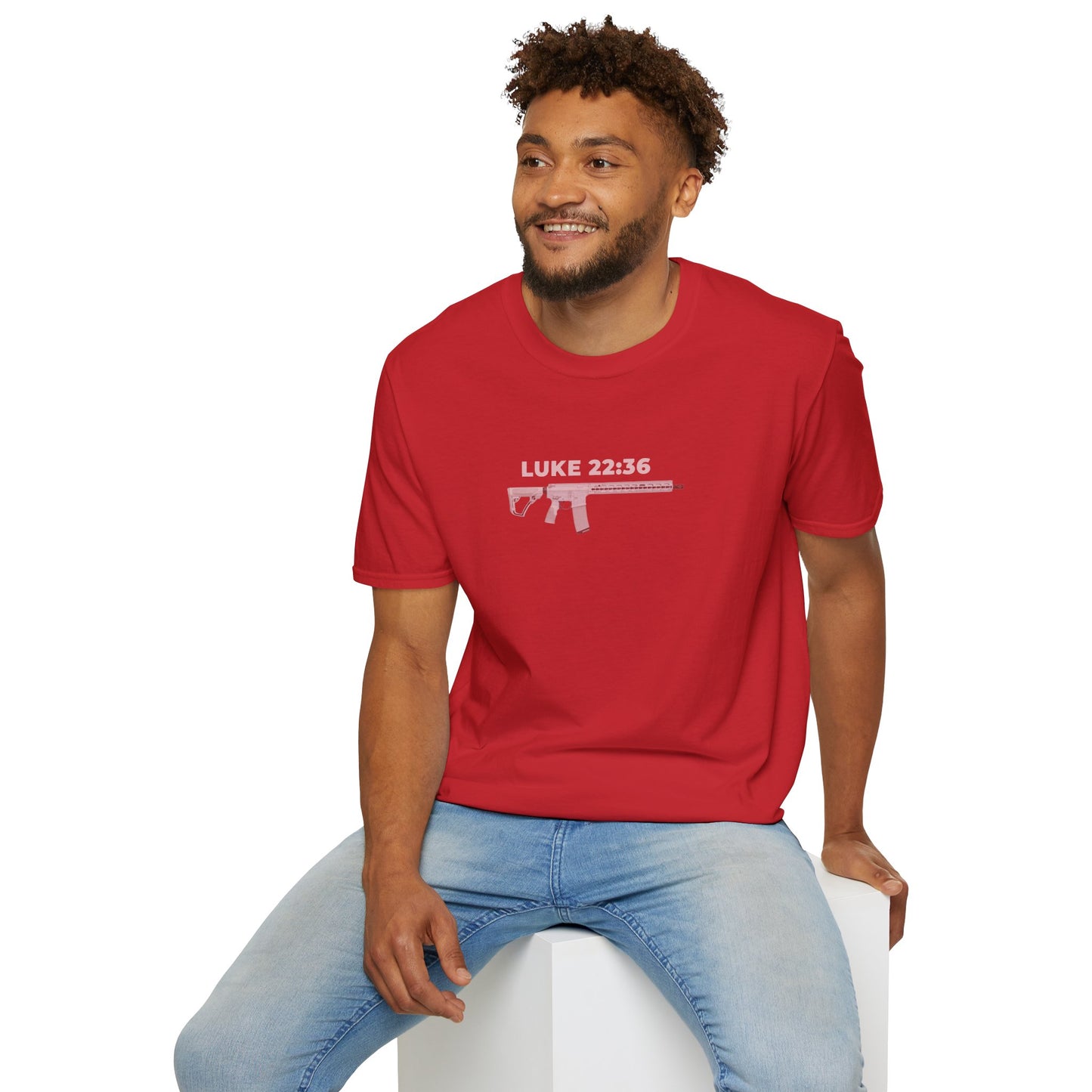 Sell your cloak and buy a sword — "Luke 22:36" Rifle Graphic Christian Faith Tee