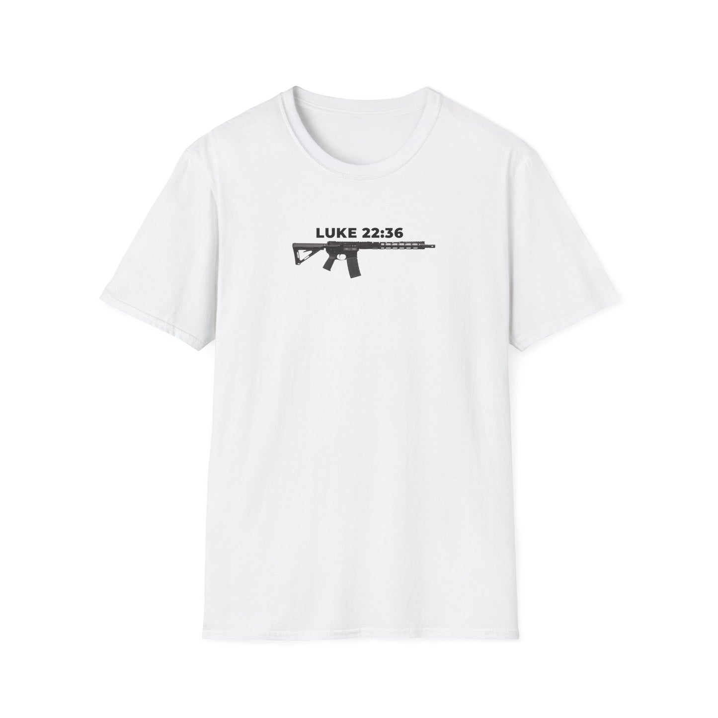 Sell your cloak and buy a sword — "Luke 22:36" Rifle Graphic Christian Faith Tee