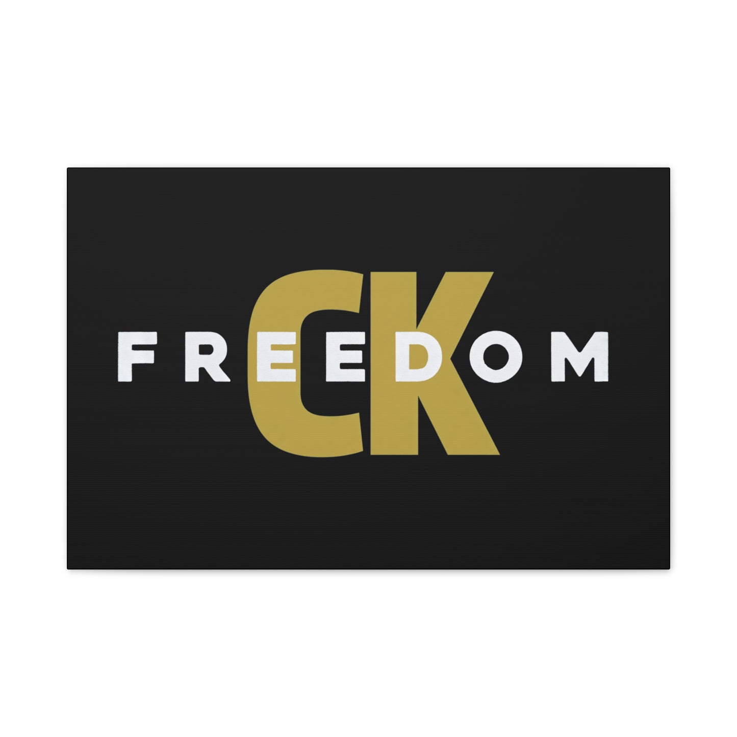 Freedom CK Canvas Wall Art — Bold Black & Gold Modern Typography
