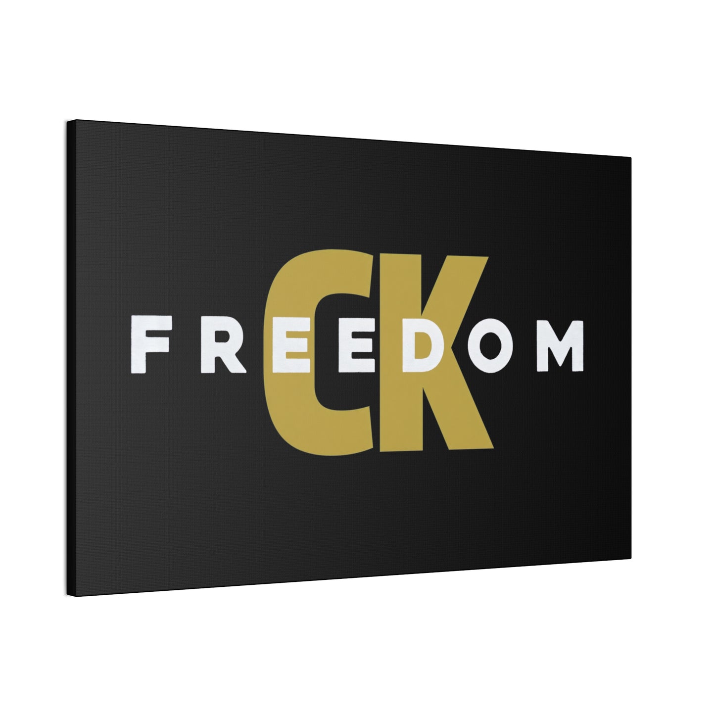 Freedom CK Canvas Wall Art — Bold Black & Gold Modern Typography