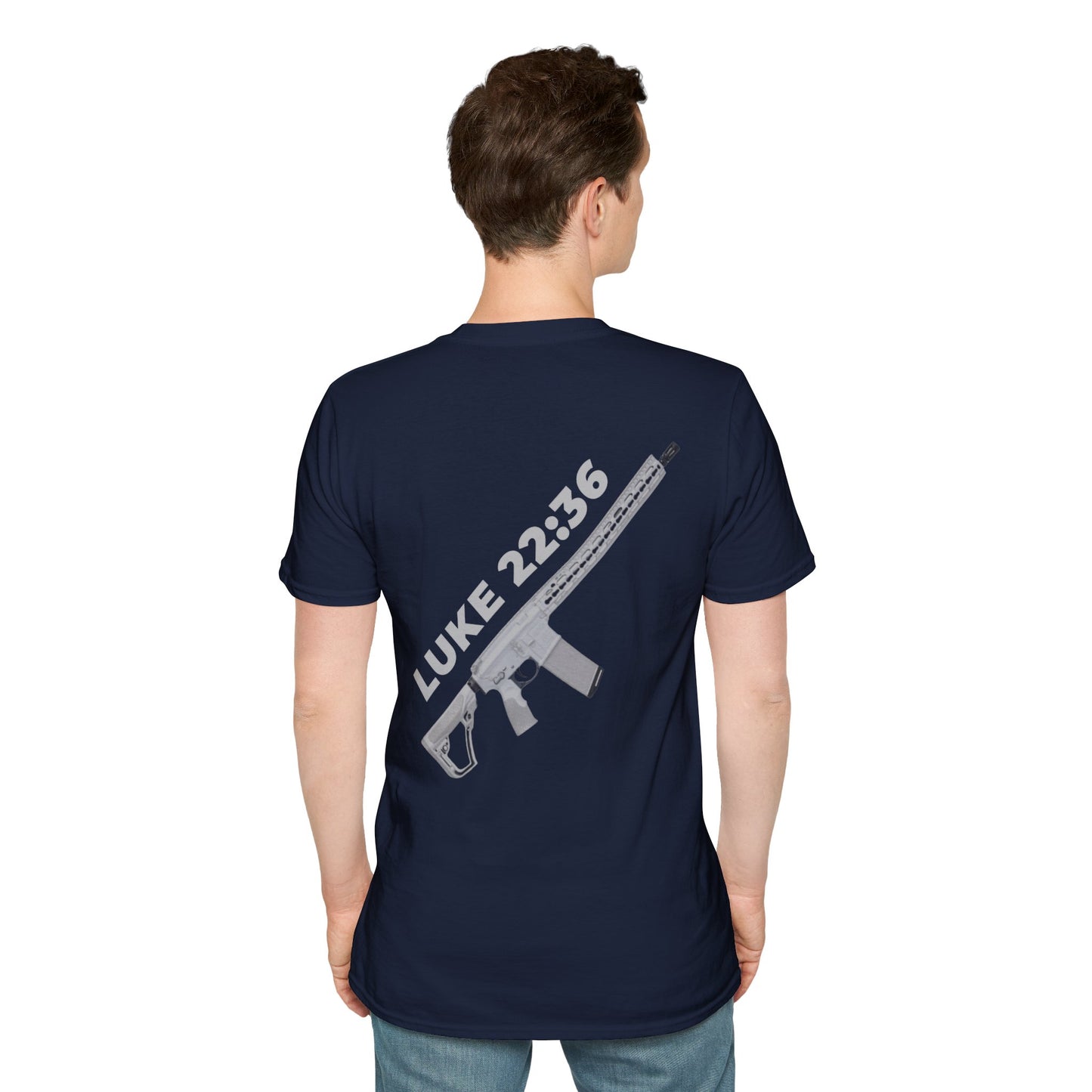 Sell your cloak and buy a sword — "Luke 22:36" Rifle Graphic Christian Faith Tee