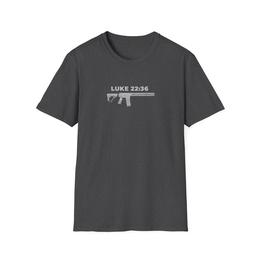 Sell your cloak and buy a sword — "Luke 22:36" Rifle Graphic Christian Faith Tee