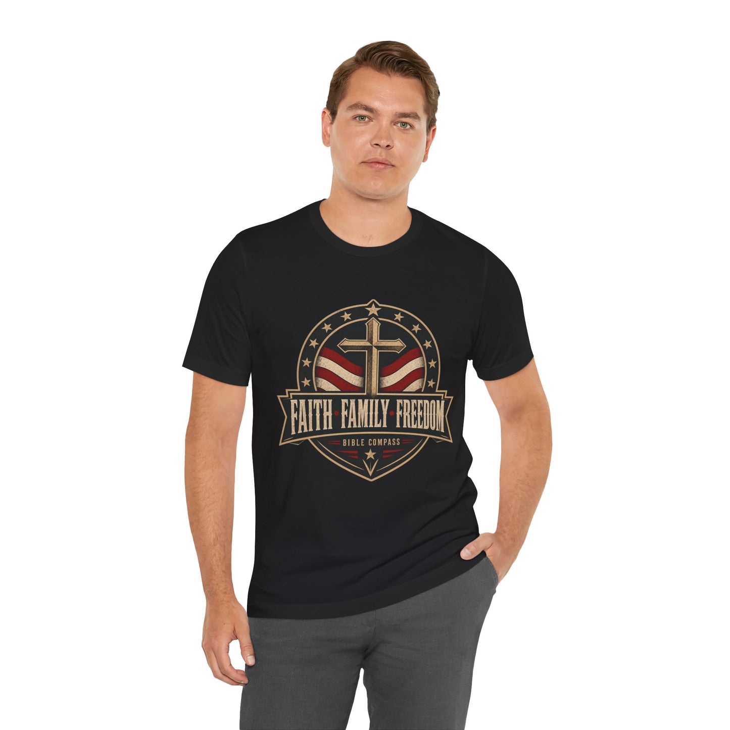 Faith Family Freedom - Patriotic Christian T-Shirt