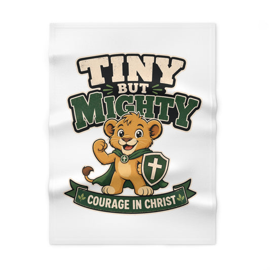 Baby Blanket — "Tiny But Mighty, Courage in Christ" Christian Baby Blanket - Bible Compass