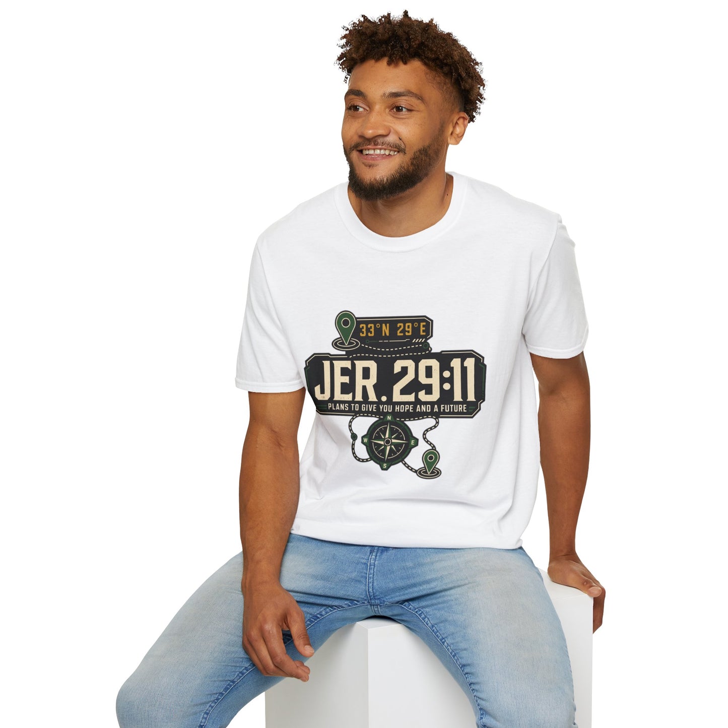 Jeremiah 29:11 Coordinates T-Shirt | Bible Compass