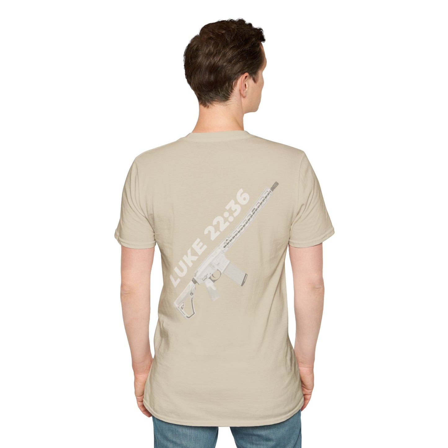 Sell your cloak and buy a sword — "Luke 22:36" Rifle Graphic Christian Faith Tee