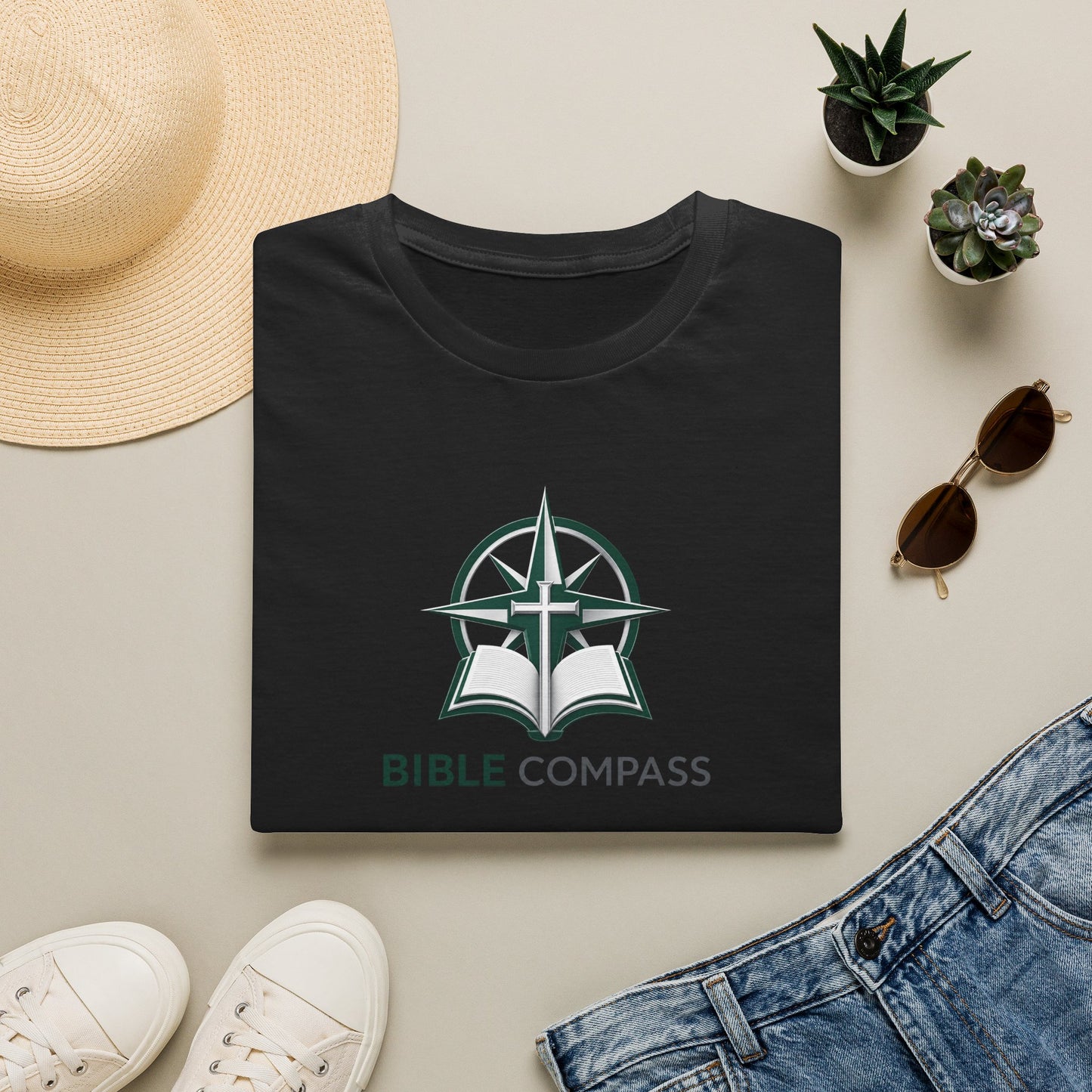 Bible Compass T‑Shirt – Faith‑Based Christian Logo Tee
