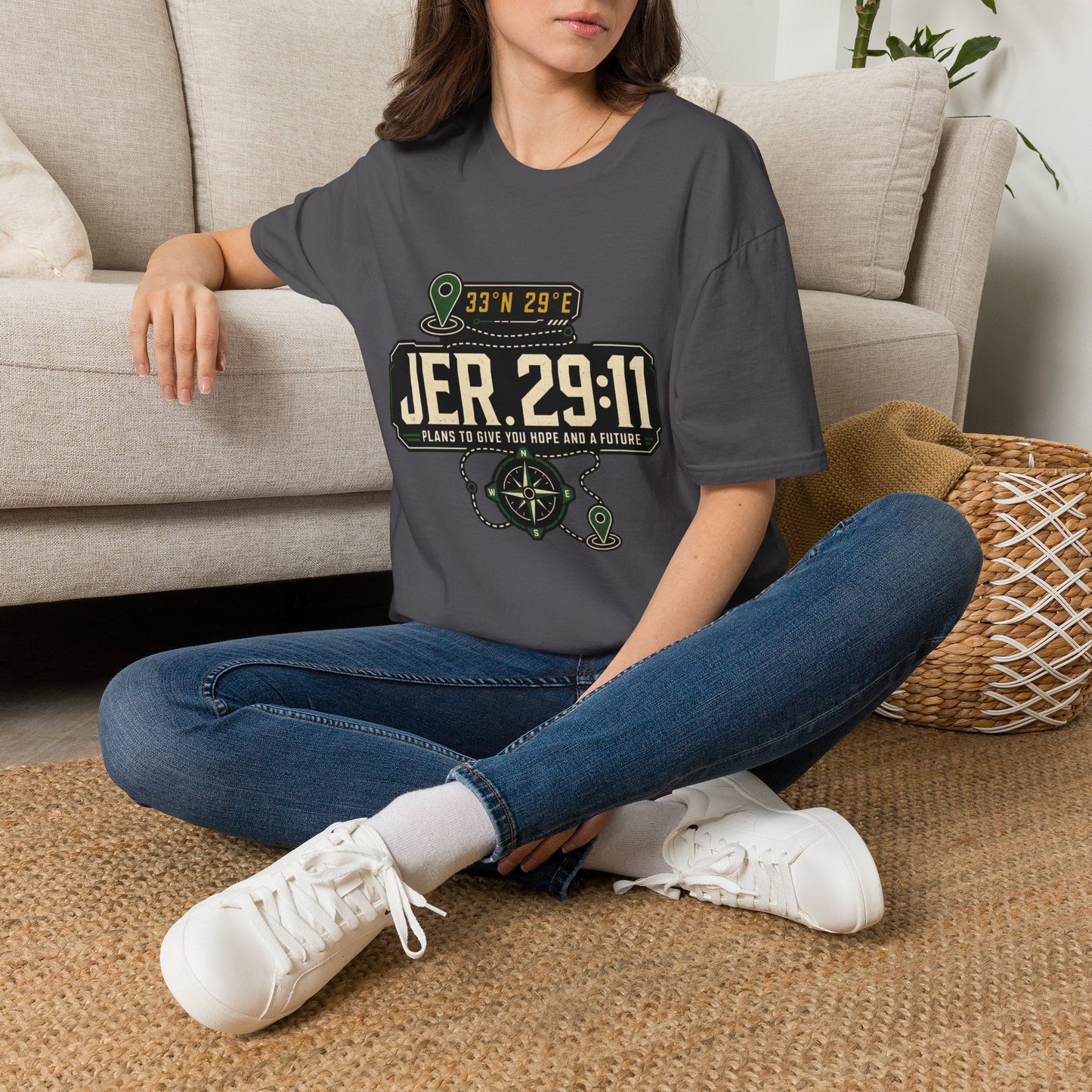 Jeremiah 29:11 Coordinates T-Shirt | Bible Compass