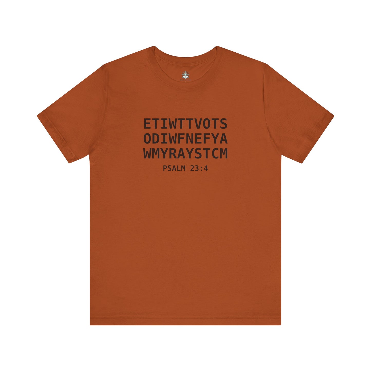 T-Shirt — 'ETIWTTVOTSODIWFNEFYAWMYRAYSTCM' Psalm 23:4