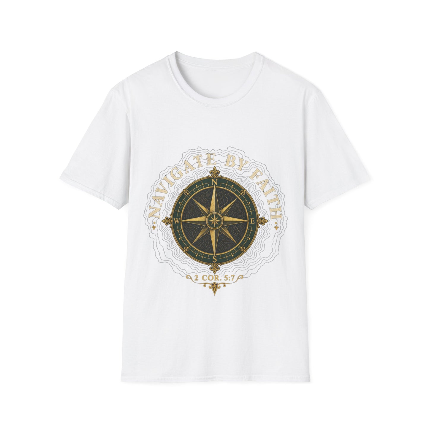 Navigate By Faith T-Shirt - 2 Corinthians 5:7 | Bible Compass