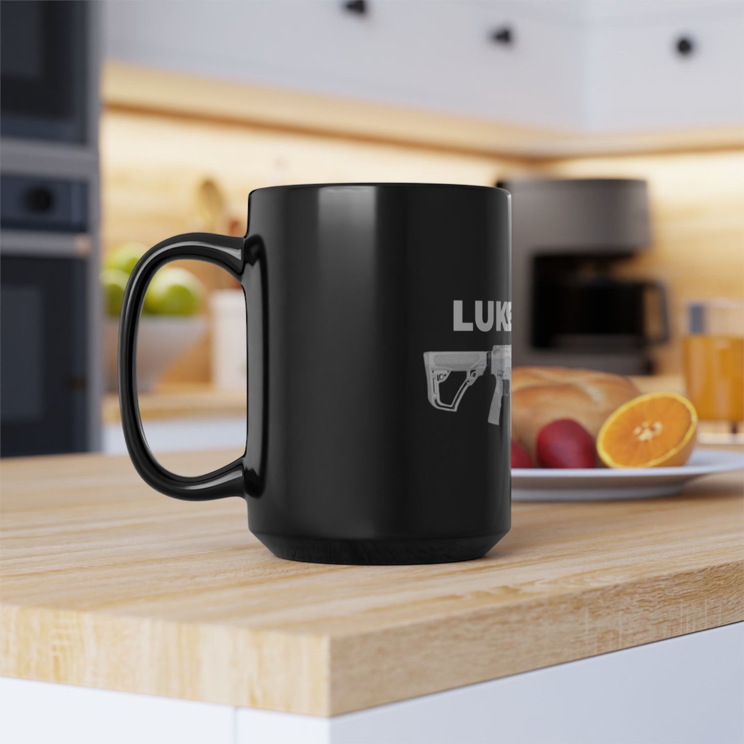Luke 22:36 Rifle Graphic Mug — Christian Faith & Defense Black Coffee Cup
